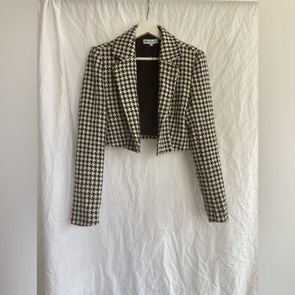 WAYF X Jourdan Sloane As If Houndstooth Crop Blazer Houndstooth Size Small - Picture 10 of 14